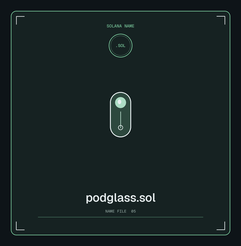 Solana name card for podglass.sol